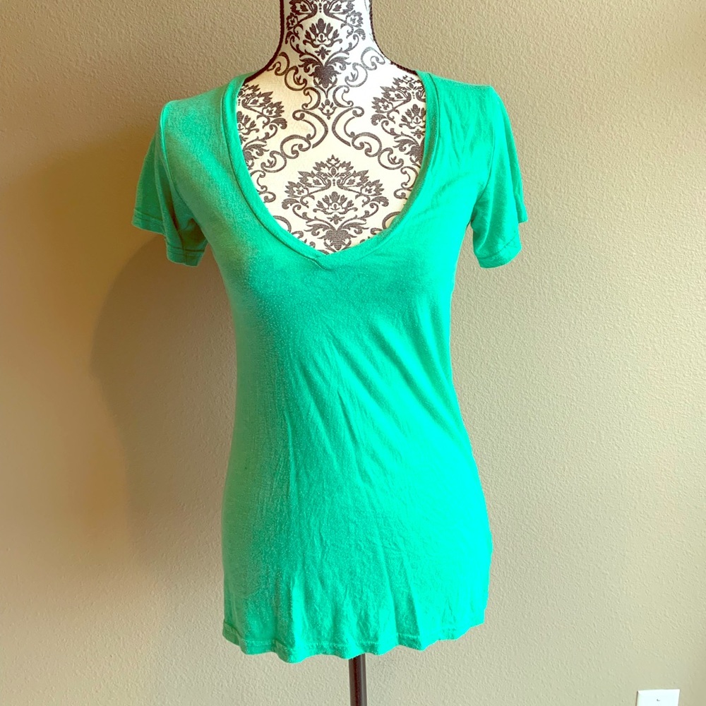 Green Low Cut V-neck T-shirt *2 for $5*